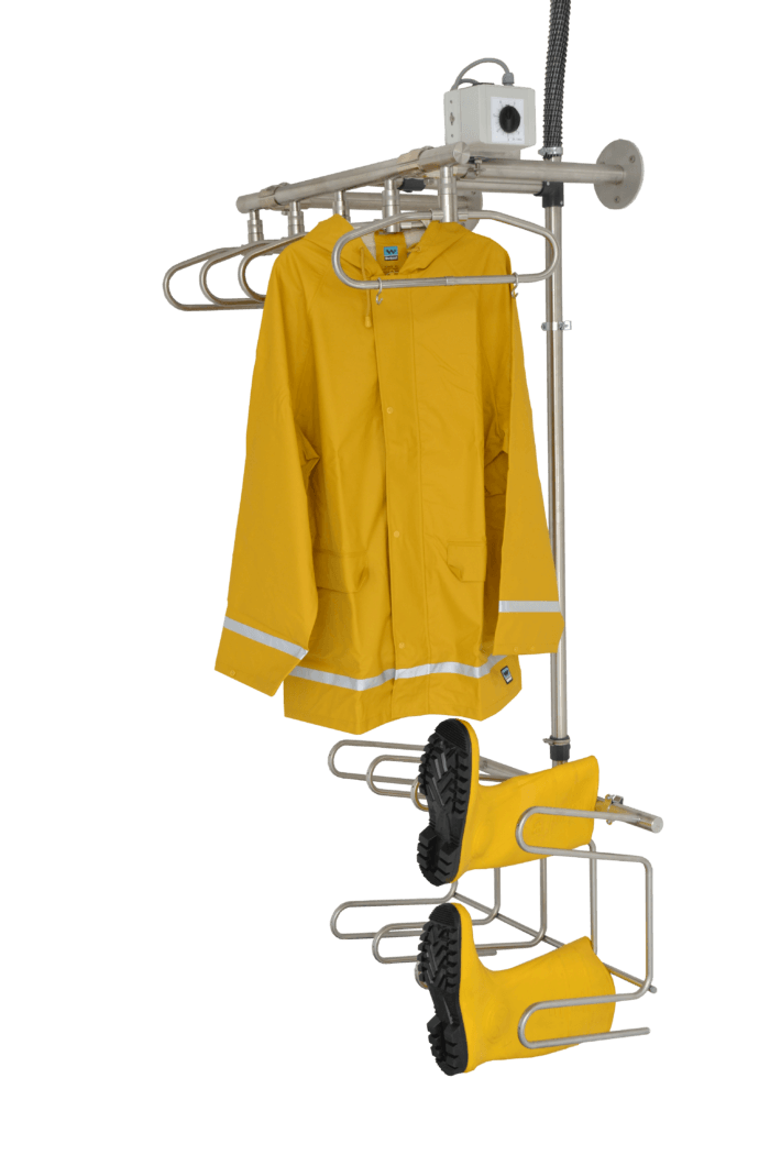 wall-mounted drying solution for fishermen workwear