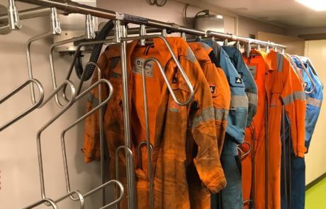 drying system for heavy suits on board